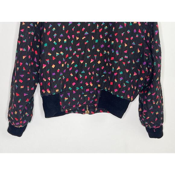 Vintage Crisca Wool/SillbBlend Printed Long Sleeve Full Zip Bomber Jacket 36 - Picture 7 of 11